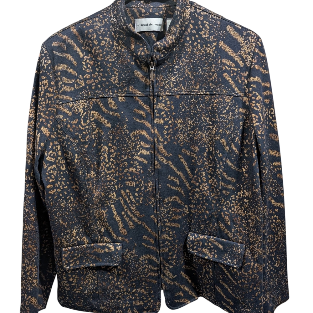 Alfred Dunner Navy and Gold Patterned Jacket